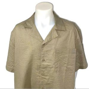 BP. Men’s Linen Blend Beige Button Down Shirt